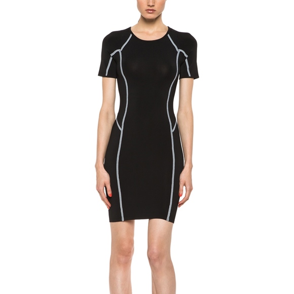 A.L.C. Black Bandage Knit Short Sleeve Evans Dress - Picture 6 of 8